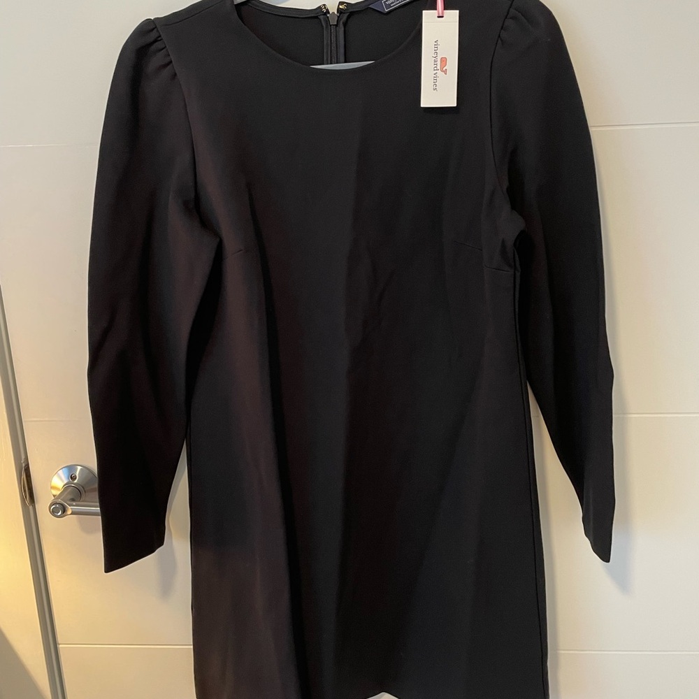 Vineyard Vines Black Puff Sleeve Sheath Dress